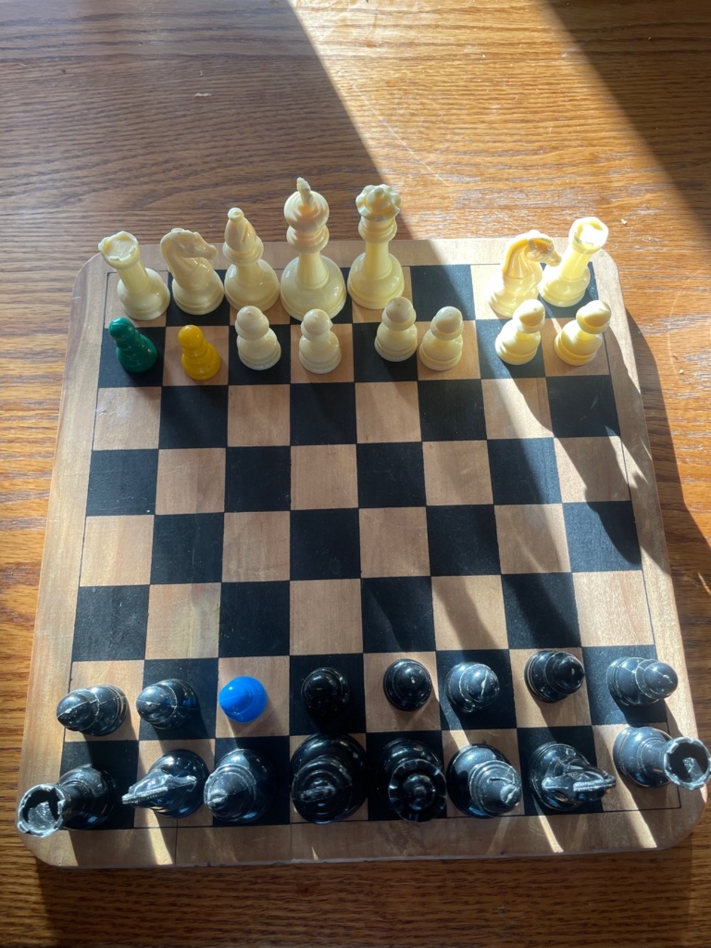 Classic Wooden Chess Set with Black and Cream Pieces